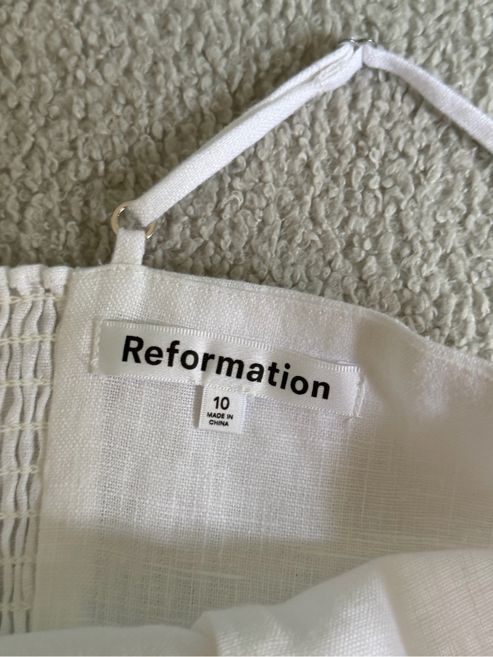 Reformation Huckleberry Button Front 100% Linen Mini Dress in White, Size 10 NWT - Picture 7 of 11